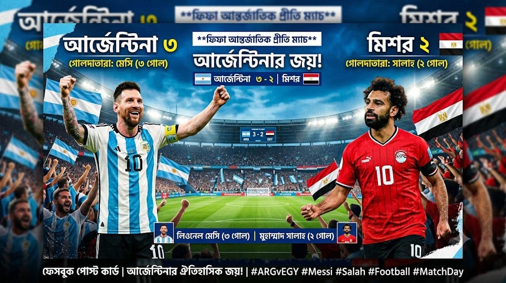 বাতিল গোল ঘিরে প্রশ্ন, ২-০ গোলে পিছিয়ে থেকেও ৩-২ ব্যবধানে ‘ফারাও’দের হারাল মেসিরা