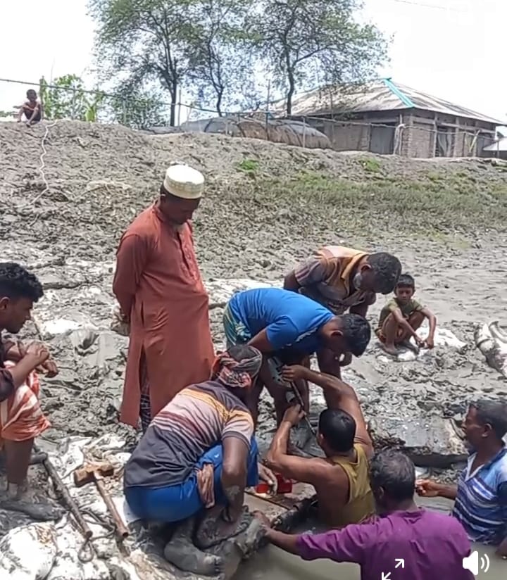 প্রতাপনগরে চেয়ারম্যান প্রার্থী মাওঃ রিয়াছাত আলীর নেতৃত্বে কুড়িকাহুনিয়া-গড়ুইমহল খালের ক্লোজারে গেটের পাট স্থাপনের কাজ শুরু