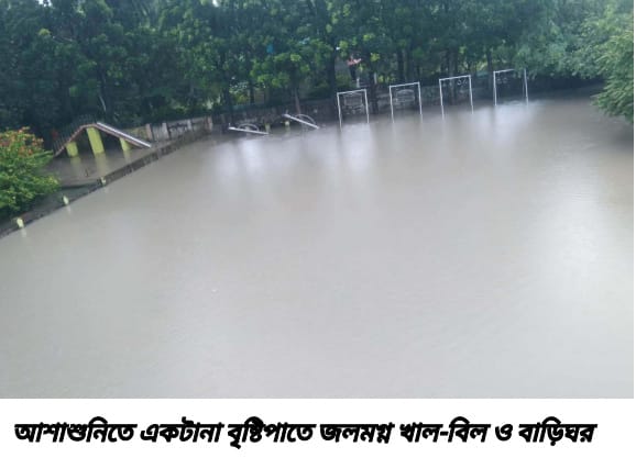 আশাশুনির খাল-বিল ও বাড়িঘর একটানা বৃষ্টিতে জলমগ্ন।।পানি নিষ্কাশনের সংকটে চরম দুর্ভোগ, তলিয়ে গেছে বীজতলা ও মৎস্যঘের