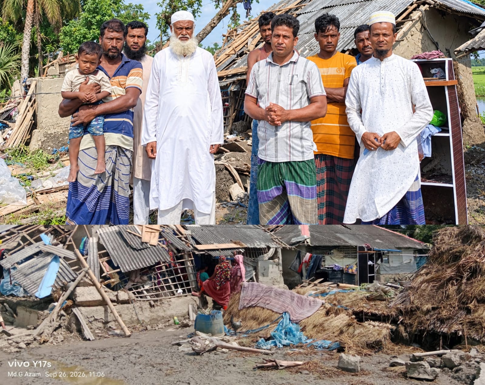 আশাশুনির বড়দলে আকস্মিক ঘূর্ণিঝড়ে ৫ টি কাঁচা ঘর লন্ডভন্ড।।ব্যাপক ক্ষয়ক্ষতি